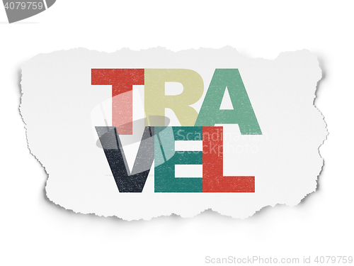 Image of Vacation concept: Travel on Torn Paper background