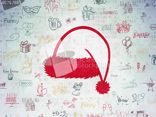 Image of Entertainment, concept: Christmas Hat on Digital Data Paper background