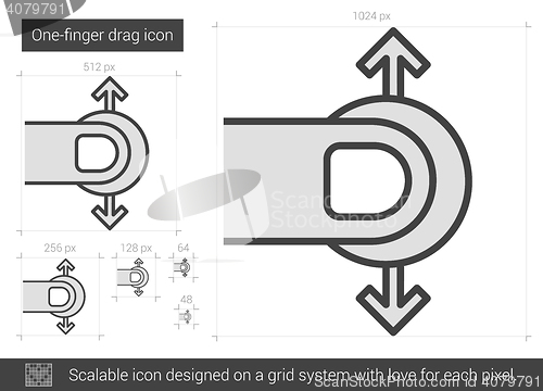 Image of One-finger drag line icon.