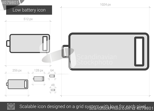 Image of Low battery line icon.