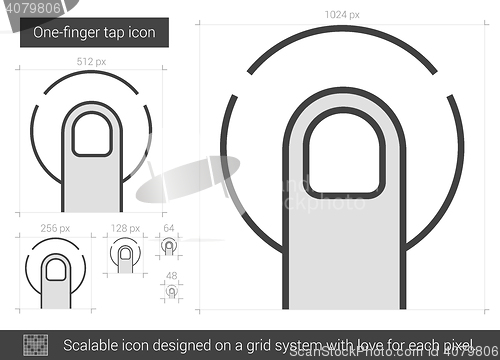 Image of One-finger tap line icon.