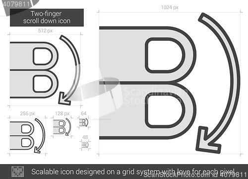 Image of Two-finger scroll down line icon.