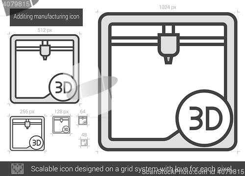 Image of Additing manufacturing line icon.