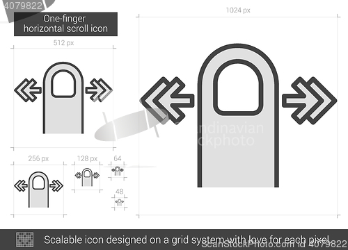 Image of One-finger horizontal scroll line icon.