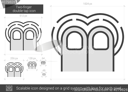 Image of Two-finger double tap line icon.