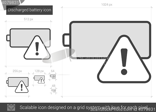 Image of Discharged battery line icon.