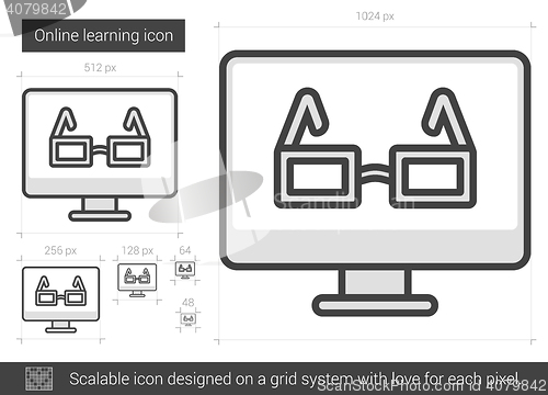 Image of Online learning line icon.
