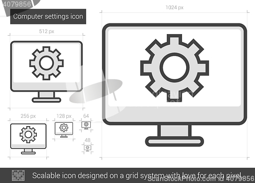 Image of Computer settings line icon.