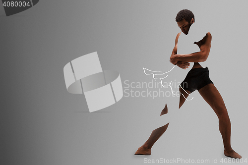 Image of The art and abstract image of couple  ballet dancers over gray background