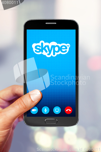 Image of smartphone with skype