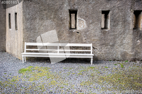 Image of White wooden bench