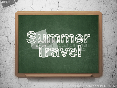 Image of Travel concept: Summer Travel on chalkboard background