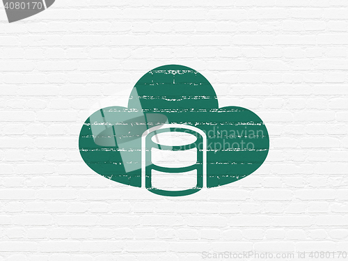 Image of Database concept: Database With Cloud on wall background