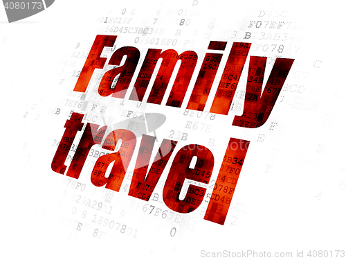 Image of Vacation concept: Family Travel on Digital background