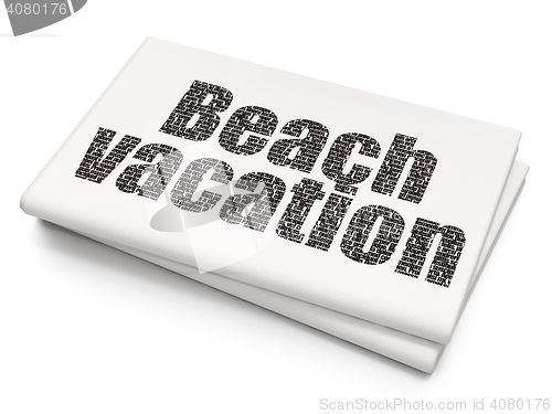 Image of Travel concept: Beach Vacation on Blank Newspaper background