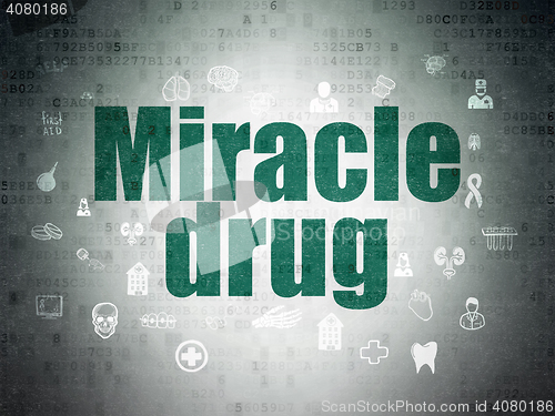 Image of Medicine concept: Miracle Drug on Digital Data Paper background