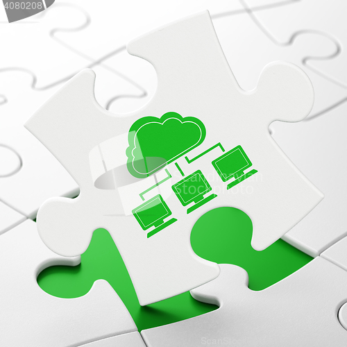 Image of Cloud computing concept: Cloud Network on puzzle background