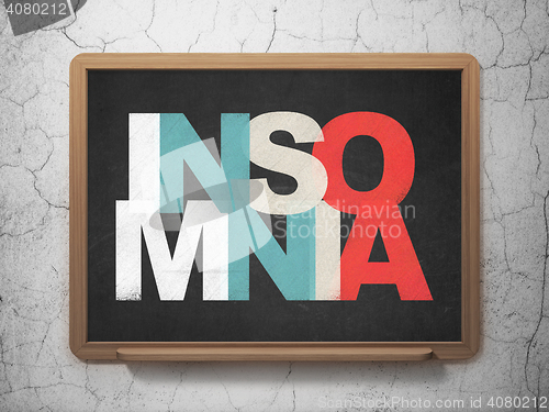 Image of Medicine concept: Insomnia on School board background