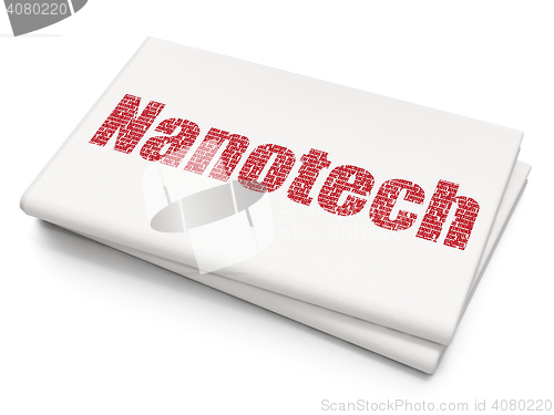 Image of Science concept: Nanotech on Blank Newspaper background