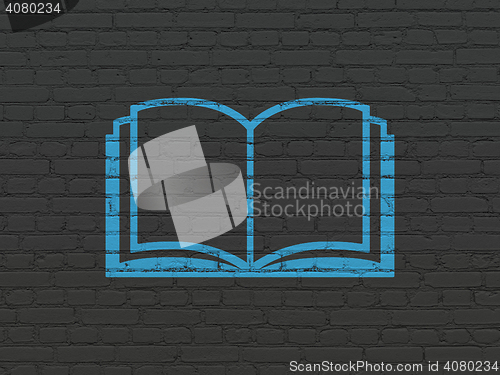 Image of Science concept: Book on wall background