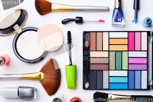 Image of Cosmetics set on white background