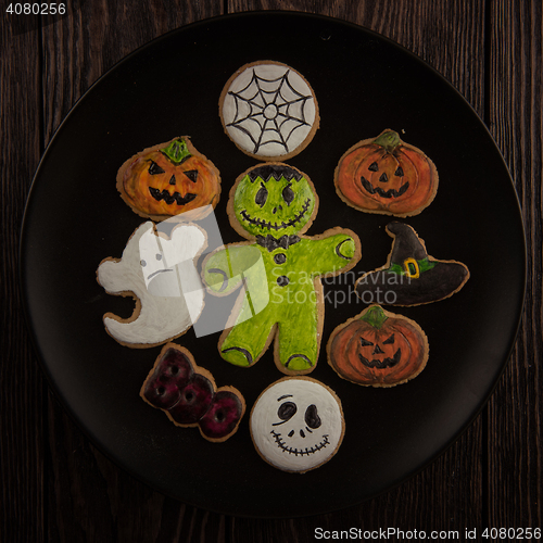 Image of Homemade delicious ginger biscuits for Halloween