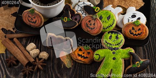 Image of Homemade delicious ginger biscuits for Halloween