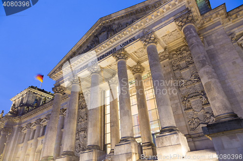 Image of Famous Reichstag building, seat of the German Parliament , Berlin Mitte district, Germany.