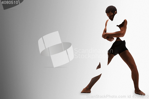 Image of The art and abstract image of couple ballet dancers over gray background