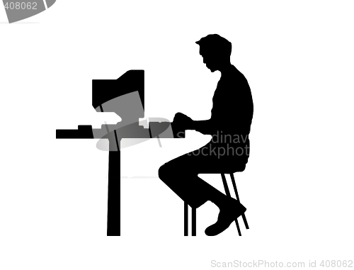 Image of Màn typing at a computer