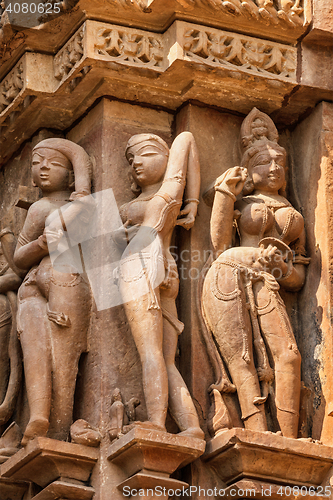 Image of Famous sculptures of Khajuraho temples, India