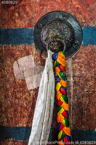 Image of Door handle of gates in Thiksey gompa Tibetan Buddhist monastery