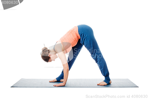 Image of Woman doing Ashtanga Vinyasa Yoga asana Parsvottanasana