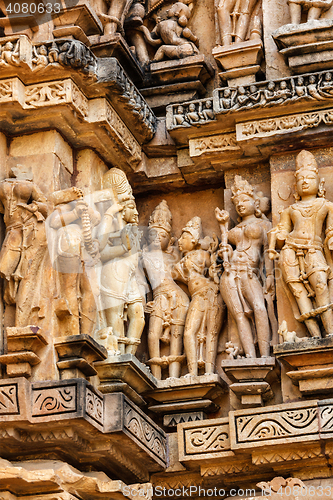 Image of Famous sculptures of Khajuraho temples, India