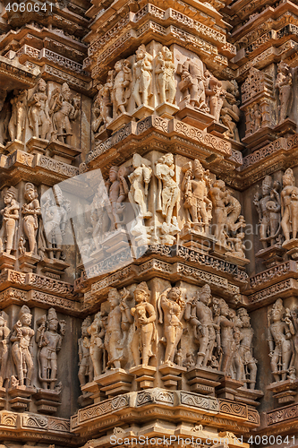 Image of Famous sculptures of Khajuraho temples, India