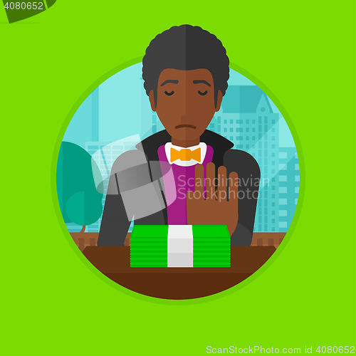 Image of Man refusing to take bribe vector illustration.