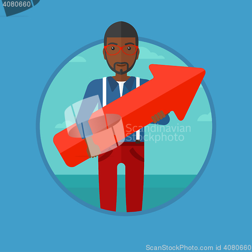 Image of Successful businessman with arrow up.