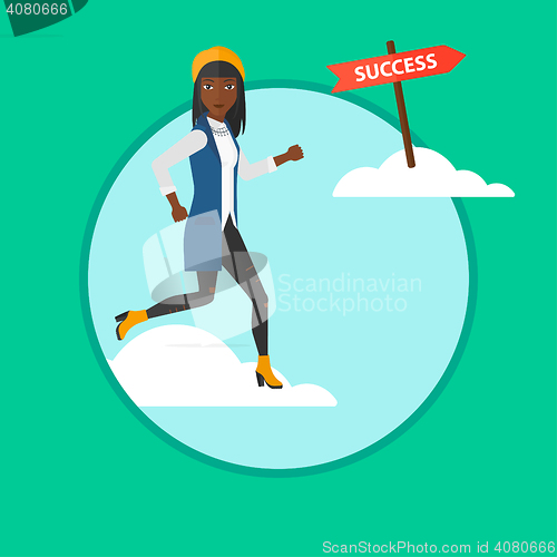 Image of Business woman moving to success.