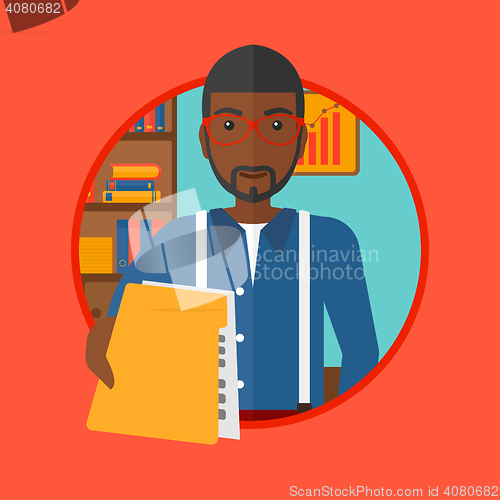 Image of Man giving resume vector illustration.