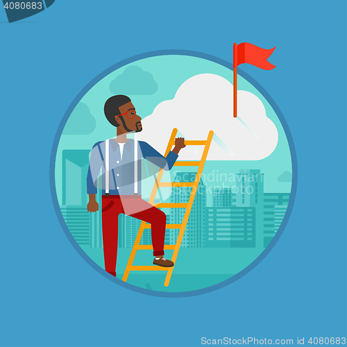 Image of Businessman climbing the ladder.