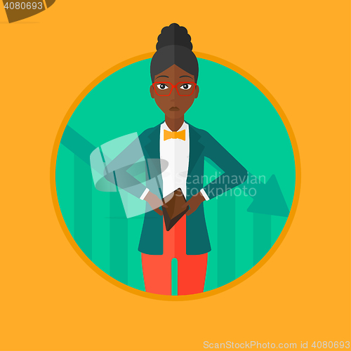 Image of Bancrupt business woman vector illustration.