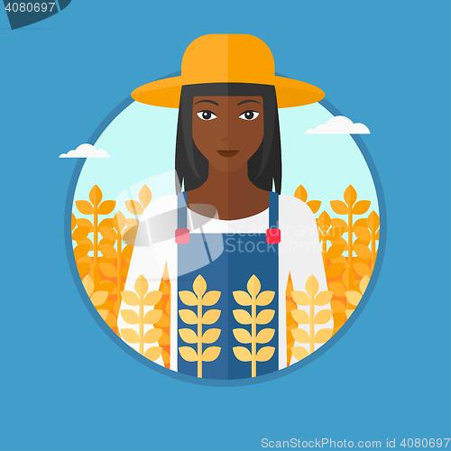 Image of Farmer in wheat field vector illustration.