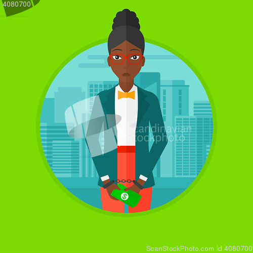 Image of Woman handcuffed for crime vector illustration.