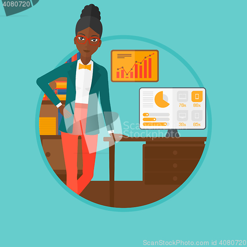 Image of Woman giving business presentation.