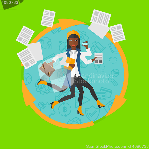 Image of Woman coping with multitasking vector illustration