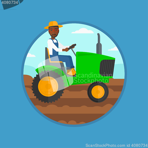 Image of Farmer driving tractor vector illustration.