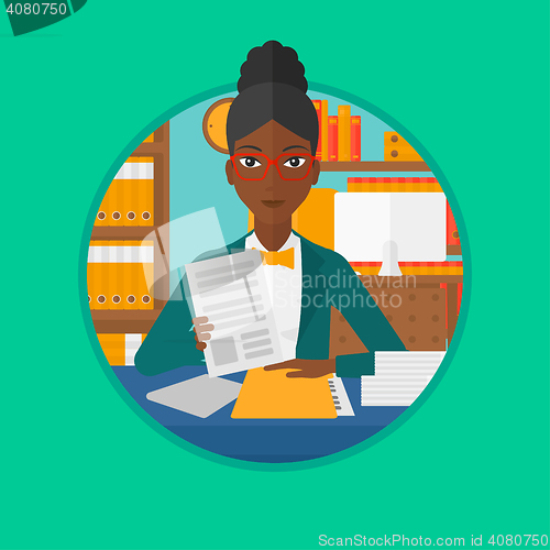 Image of HR manager checking files vector illustration.