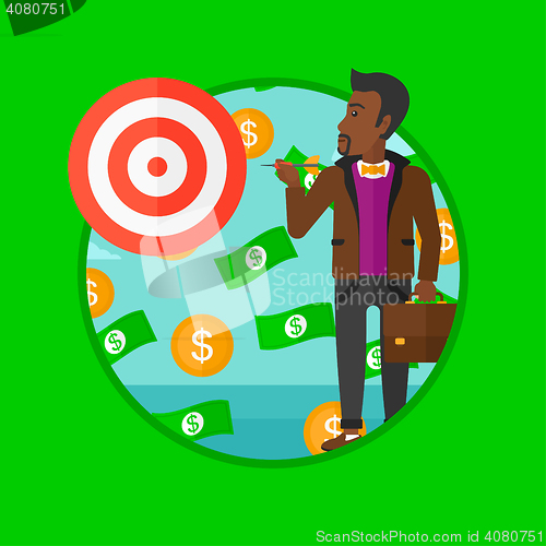 Image of Businessman with target board vector illustration.