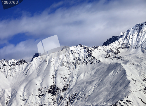 Image of Winter snow mountains at nice sunny day