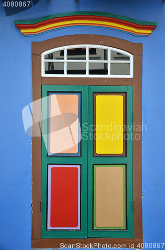 Image of Colorful facade of building in Little India, Singapore